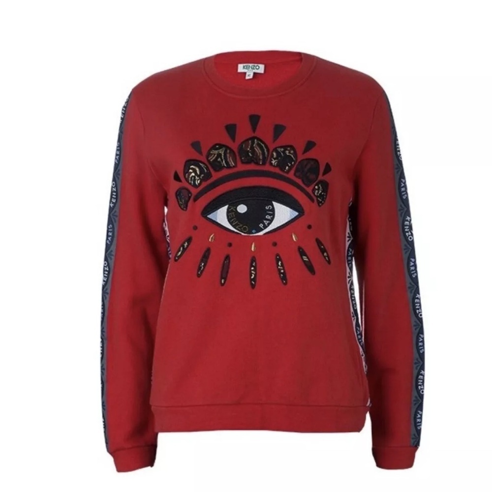 Kenzo Paris Evil Eye Sweater Women’s S Red Crewneck Long Sleeve Pullover